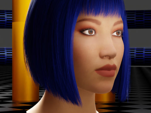 Hologram Blue Girl by Alaric Hamacher