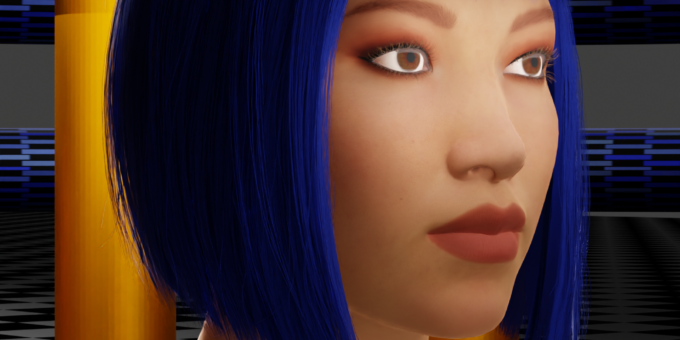 Hologram Blue Girl by Alaric Hamacher
